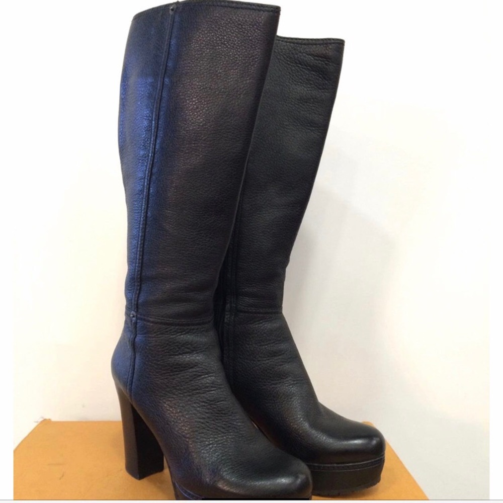 Prada knee high leather boots